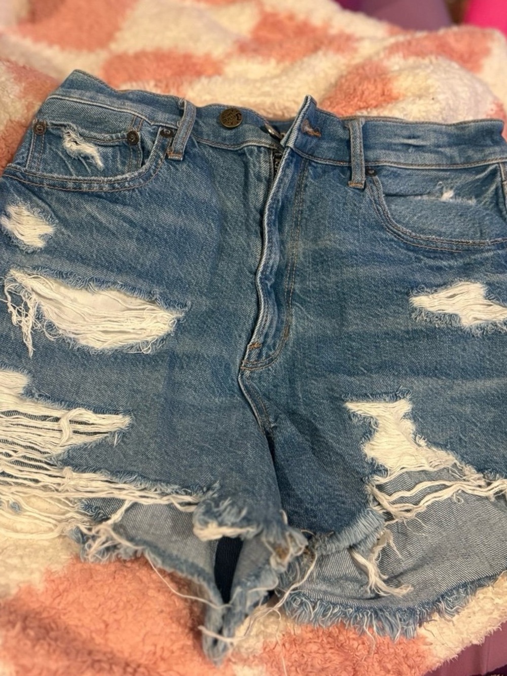 American Eagle Outfitters Light Blue Ripped Denim Shorts